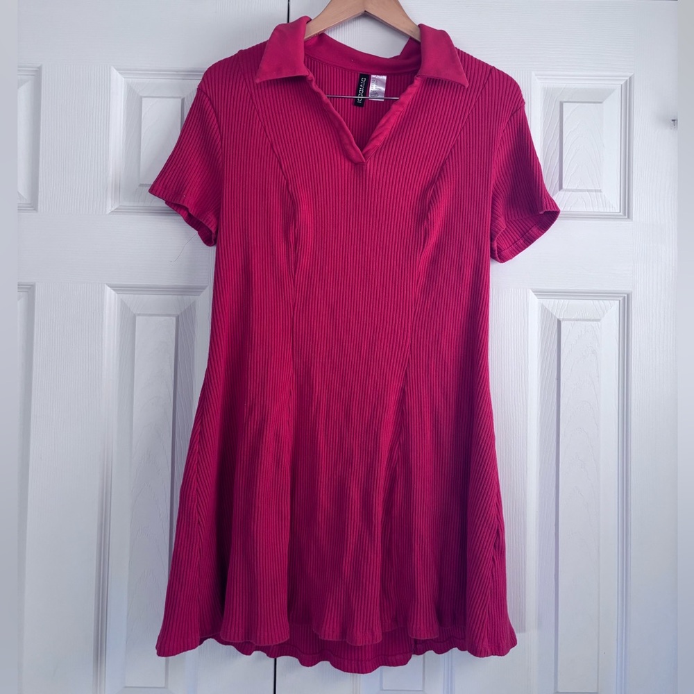 H&M Red Cotton Collared Dress - Size XL - Casual & Chic